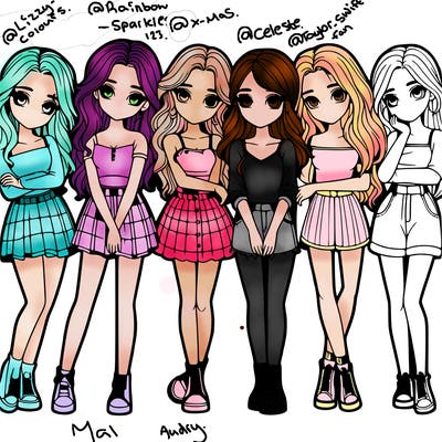 a group of girls realistic
