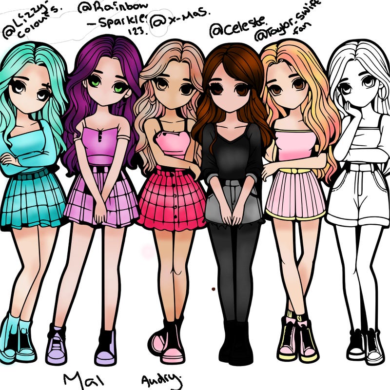 a group of girls realistic