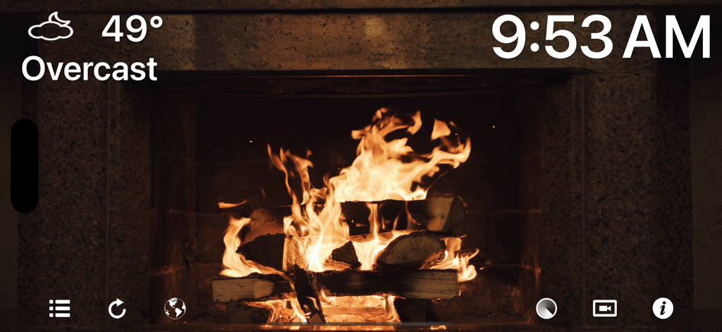 Fireplace 4K - Ultra HD Video - Realistic 4K fireplace video with weather and time widgets for home ambiance