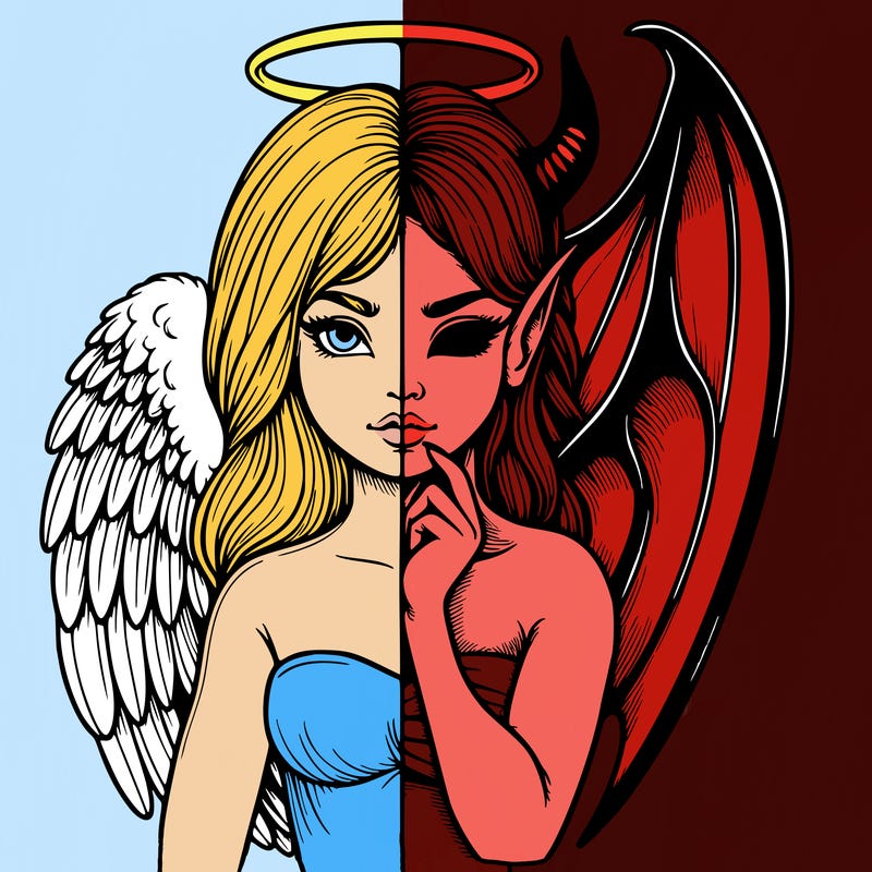 realistic angel half demon