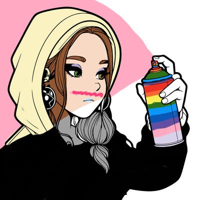 a realistic girl, spray painting