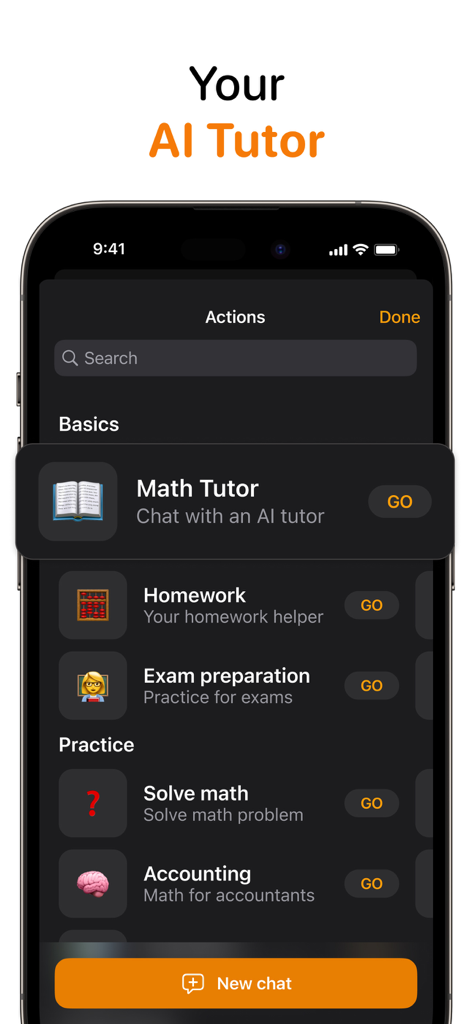 Calculator Air app interface showing AI math tutor and homework helper features