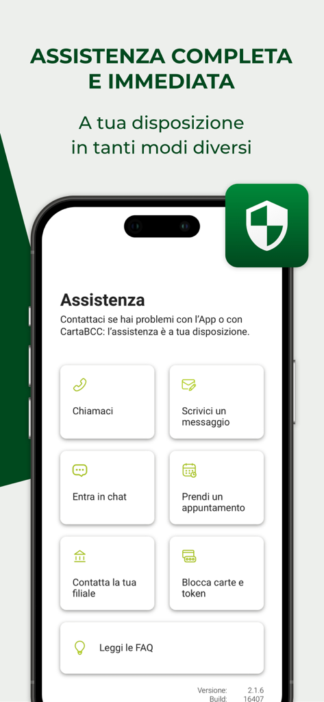 Pantalla de opciones de soporte al cliente de la aplicación móvil RelaxBanking que muestra opciones de chat, llamada y programación de citas