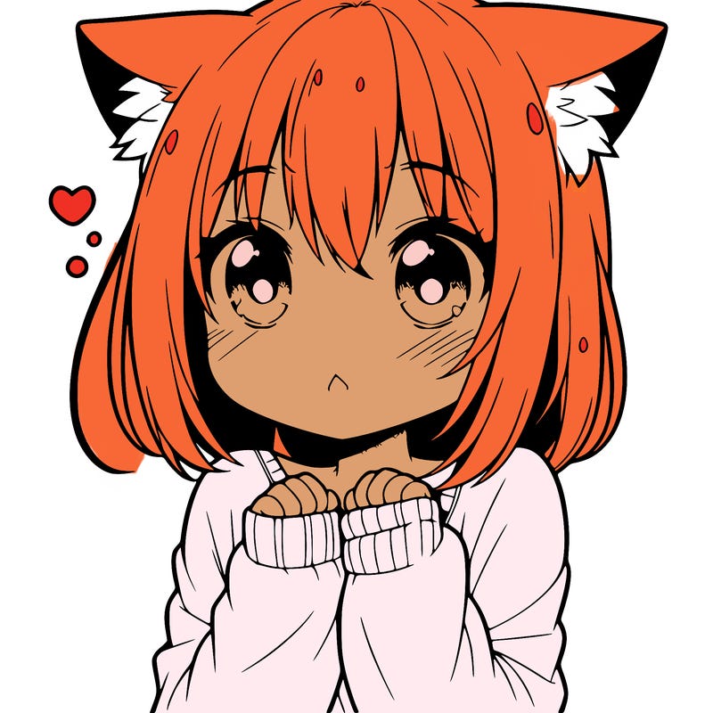 shy anime catgirl