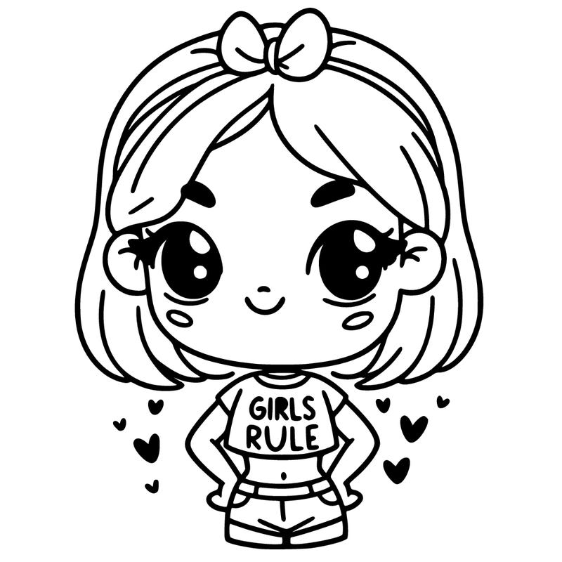 cute girl wearing a crop top say “girls rule”