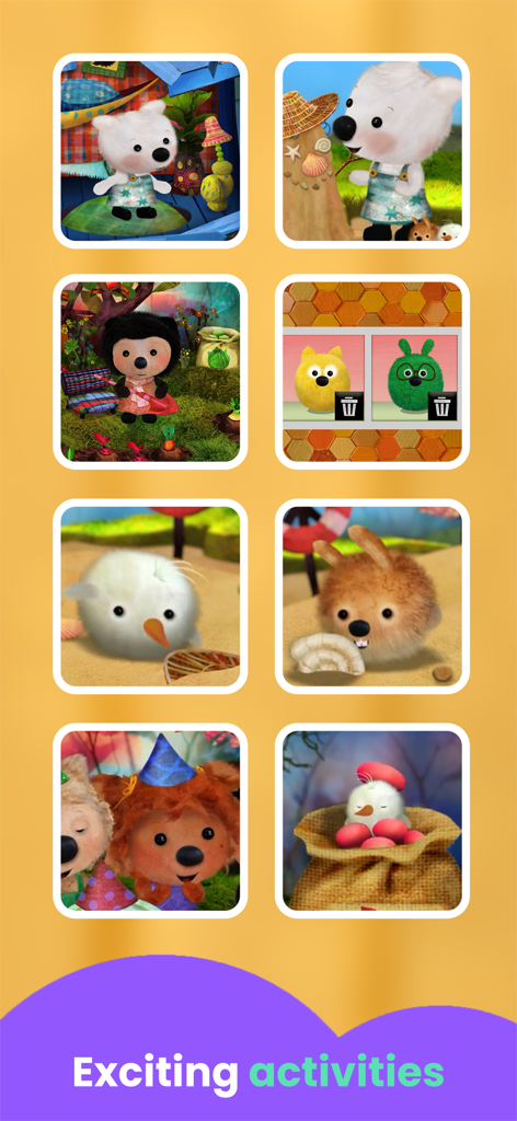 Adventure Games: for Kids - A collage of cute animal characters and various gameplay activities from the Adventure Games for Kids app