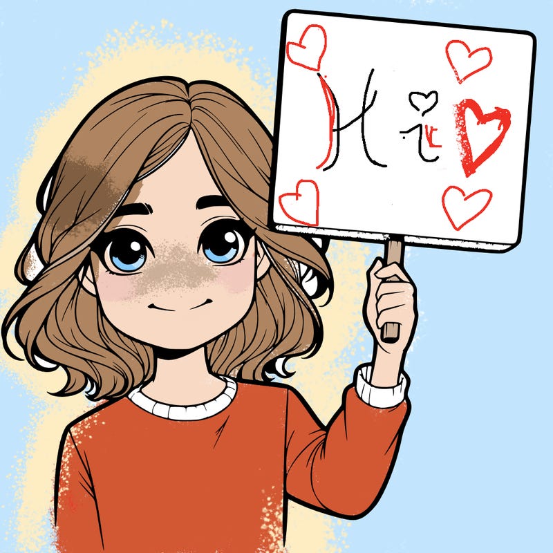 realistic girl holding up a sign