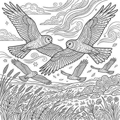 Immerse yourself in the beauty of nature with this exquisite harrier bird coloring page, specifically designed for seniors. Enjoy the clear lines and engaging details as you bring these majestic birds to life with your favorite colors.