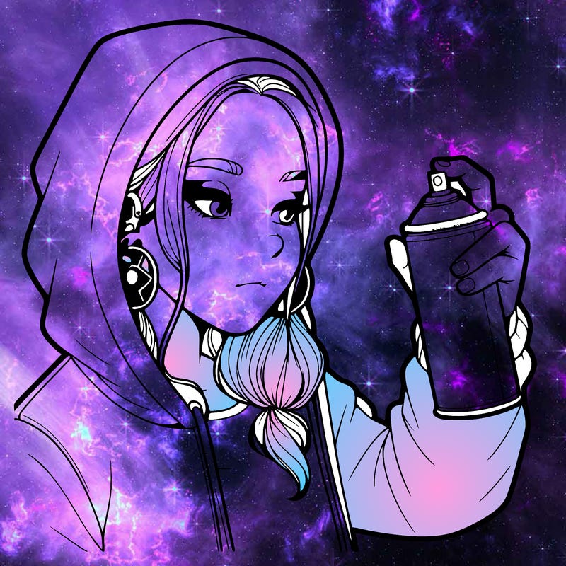 a realistic girl, spray painting