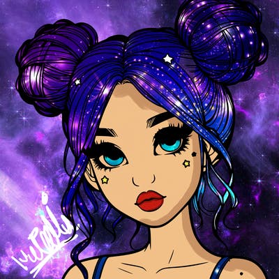 realistic girl with space buns