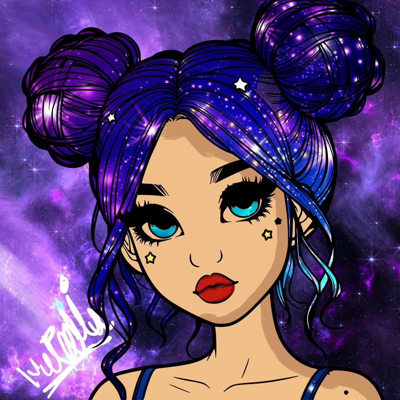 realistic girl with space buns