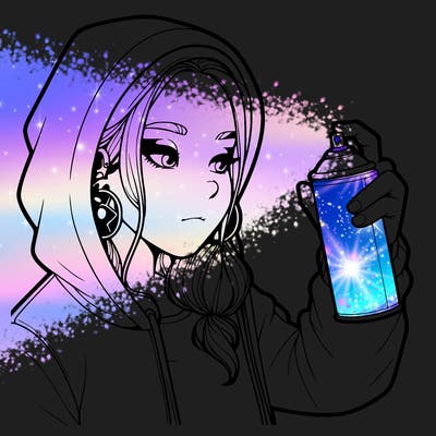 a realistic girl, spray painting