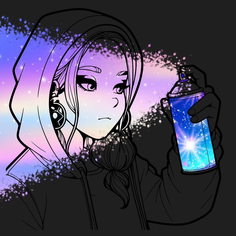 a realistic girl, spray painting