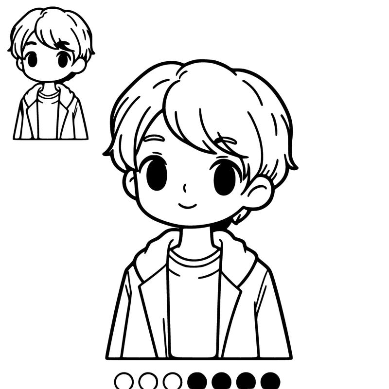 boy with mid-length hair and a low hair tail