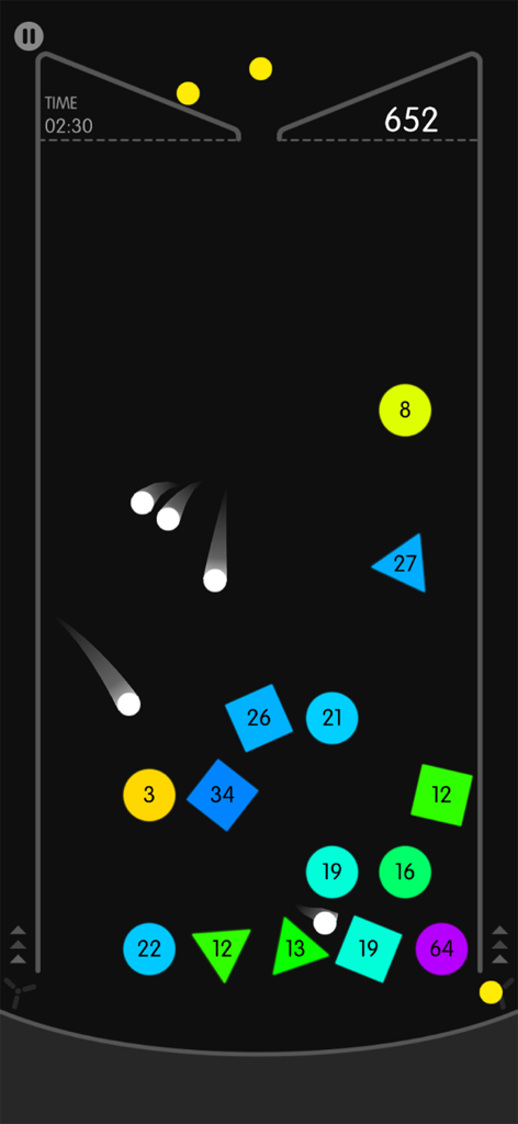 Physics Balls - 숫자가 매겨진 다채로운 기하학적 블록에서 공이 튕기는 Physics Balls 게임 플레이