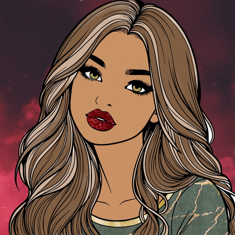 realistic girl with hair on her hair and lips