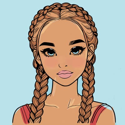 realistic girl with braids