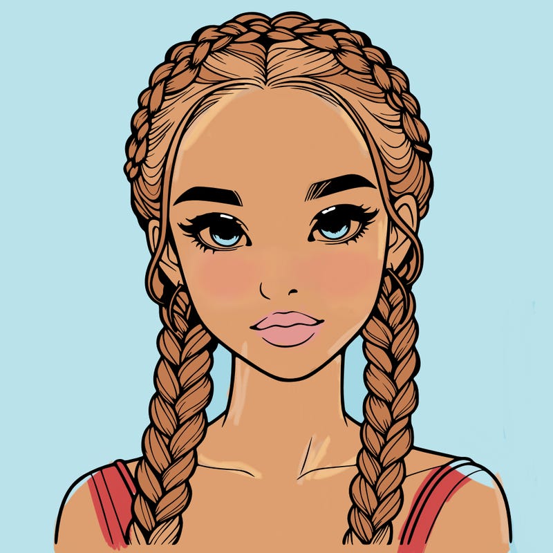 realistic girl with braids