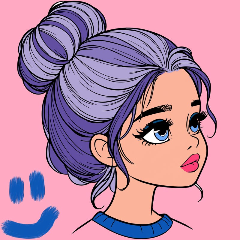 realistic girl with bun