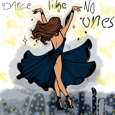 dancer dancing with a shimmery costume on realistic