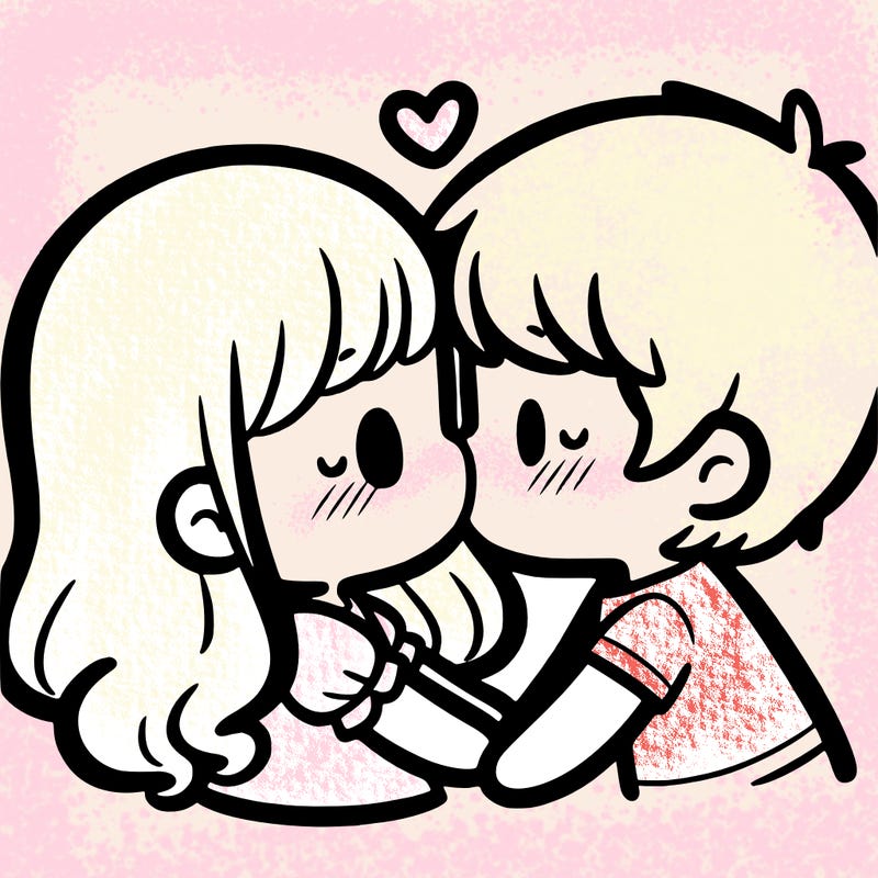 a girl and a boy kissing