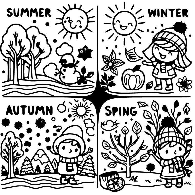the 4 seasons summer winter autumn spring
