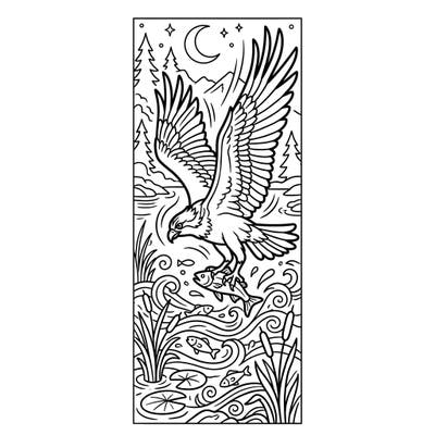 Delve into the wild with this dynamic osprey bookmark coloring page, perfect for teen artists. Capture the majestic bird of prey in action, ready to be brought to life with your vibrant colors.