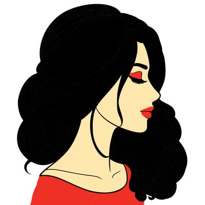 realistic woman's head & hair