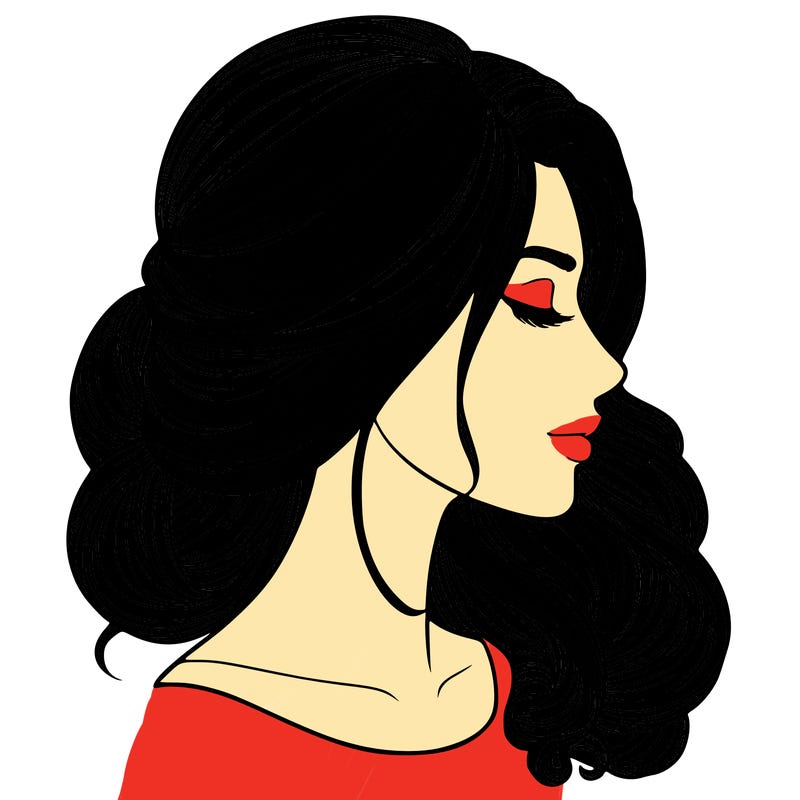 realistic woman's head & hair