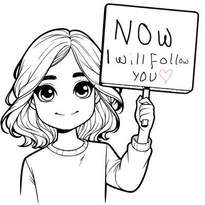 realistic girl holding up a sign