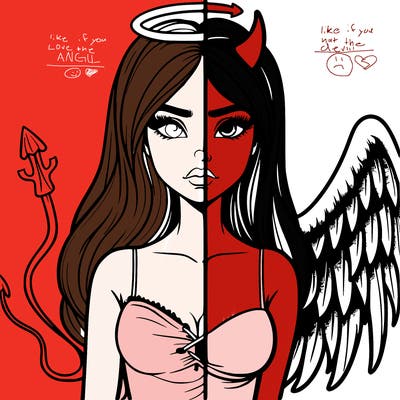 devil vs angel realistic girl
