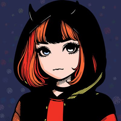 realistic girl with devil hoodie