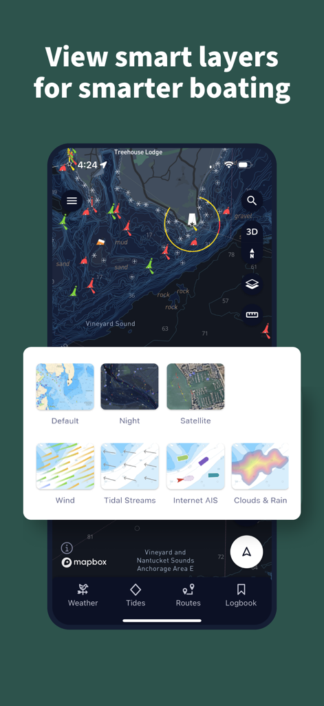 Savvy Navvy Boating Navigation - Savvy Navvy app showing different smart map layers for smarter marine navigation