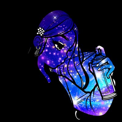 a realistic girl spray painting