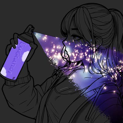 a realistic girl spray, painting