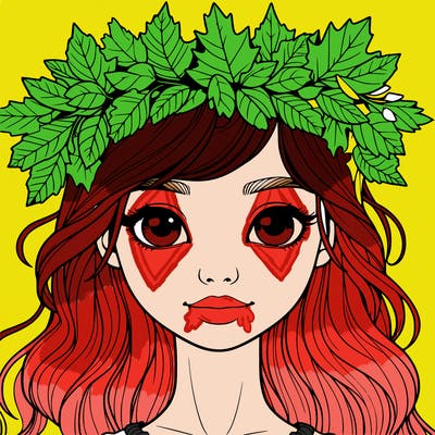 realistic girl with fall leaf crown