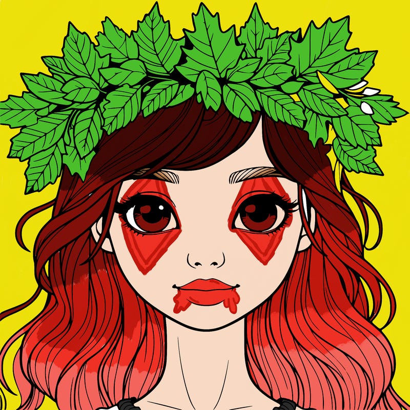 realistic girl with fall leaf crown