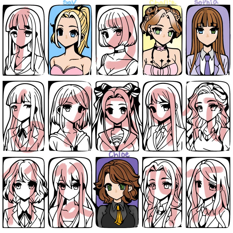 girls that look diffrent anime