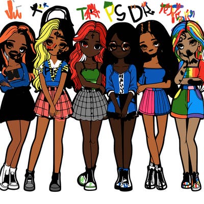 a group of girls realistic