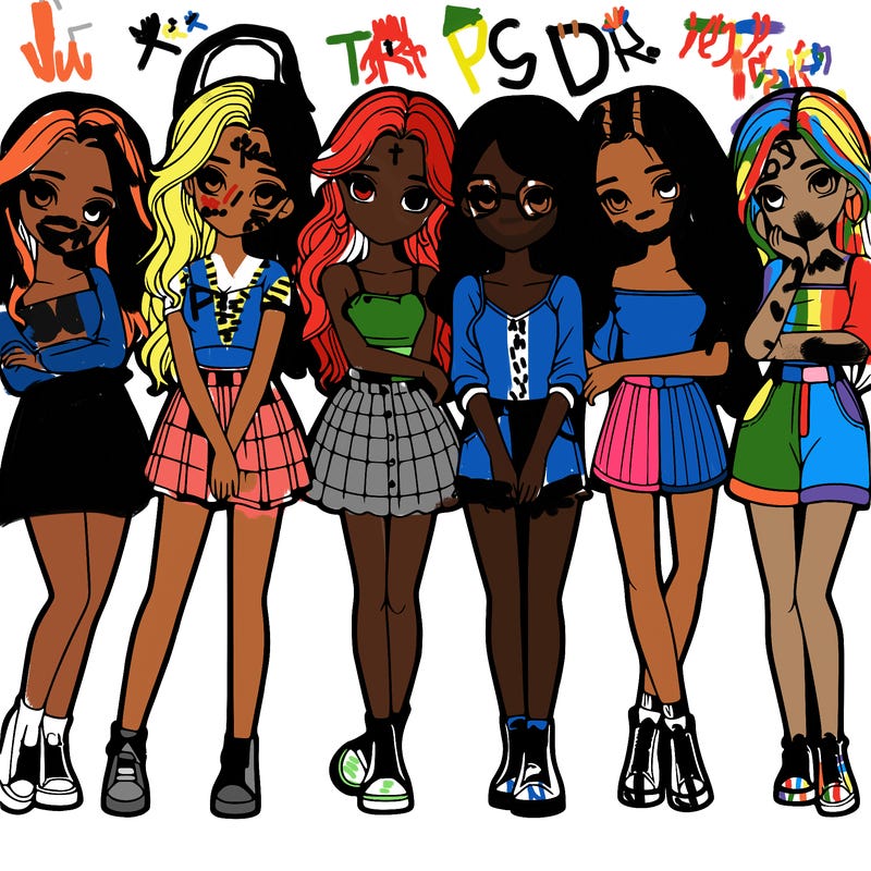 a group of girls realistic