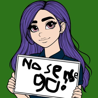 a realistic girl with a sign