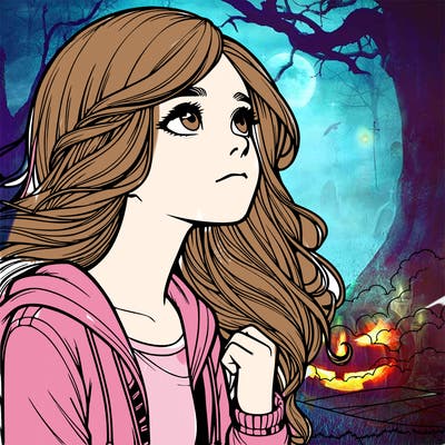 realistic girl looking at the sky