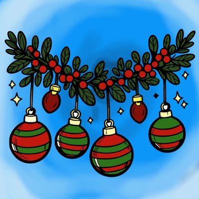 christmas garland with big bulbs