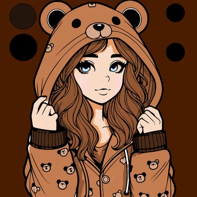 realistic girl in a animal pjs hoodie