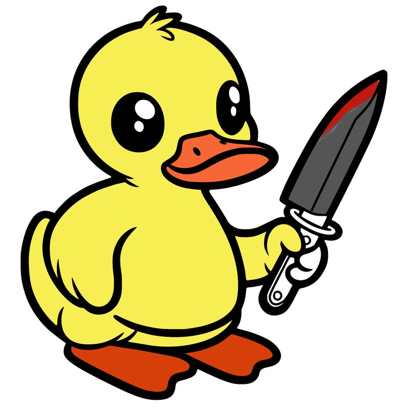 duck holding knife