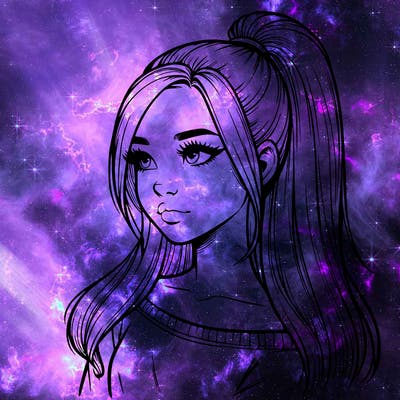 realistic girl with a high ponytail