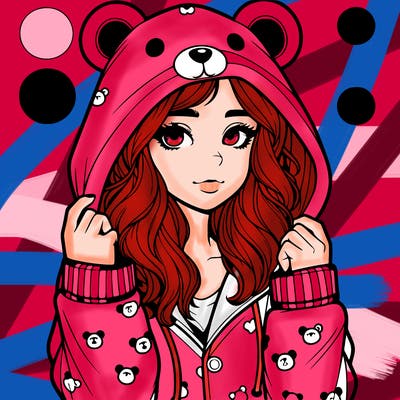realistic girl in a animal pjs hoodie