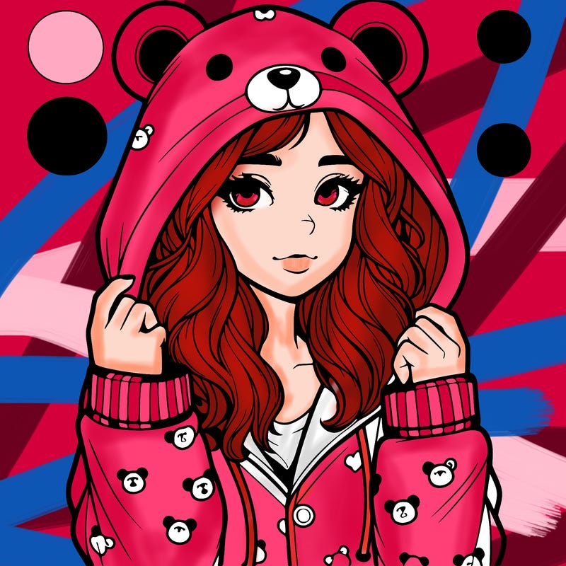 realistic girl in a animal pjs hoodie