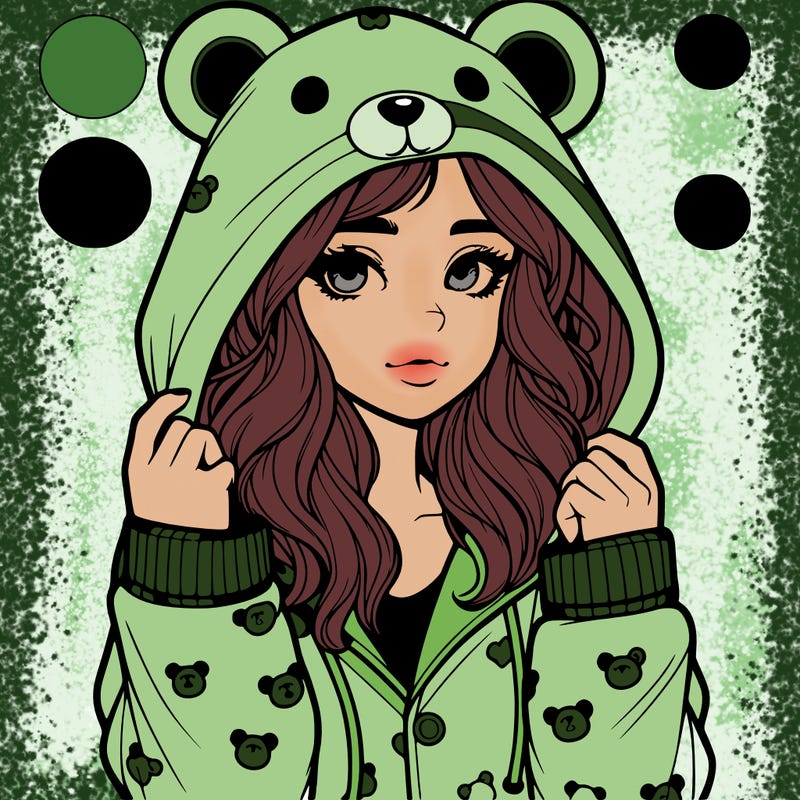 realistic girl in a animal pjs hoodie