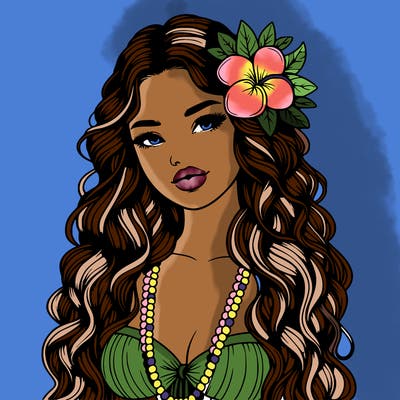 realistic beautiful hawaiian woman,long dress,haku lei, lips
